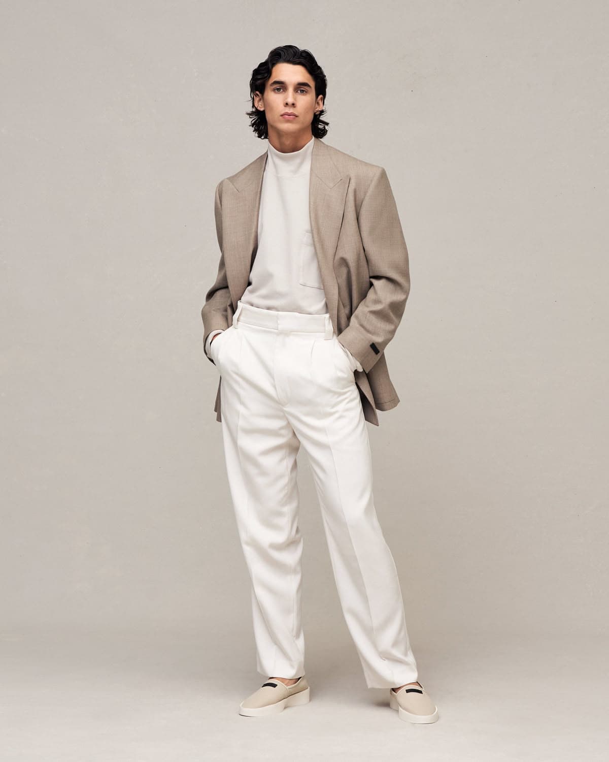 Customer wearing quality sustainable clothing